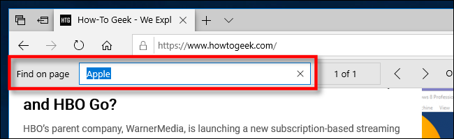 Buscar en la página en Edge en PC