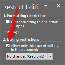 restricciones de edición