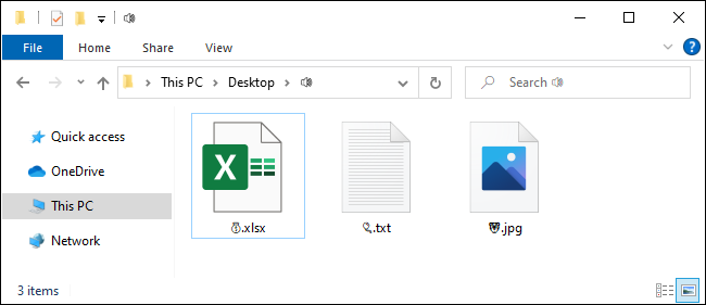 Archivos con emoji en sus nombres en Windows 10.