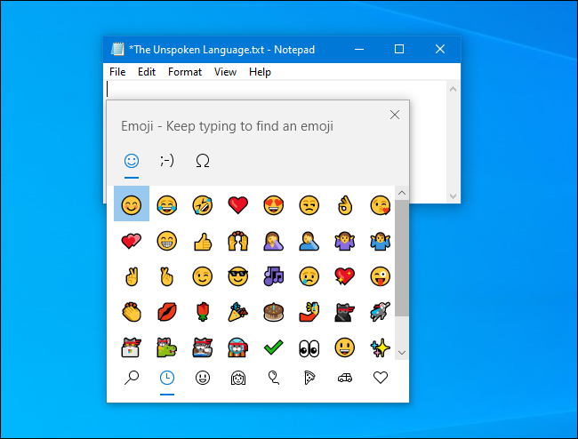 El panel de Emoji en Windows 10