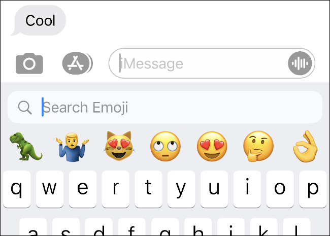 El nuevo cuadro de búsqueda en el selector de emoji en iOS 14.