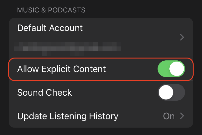 Desactiva la opción "Permitir contenido explícito".
