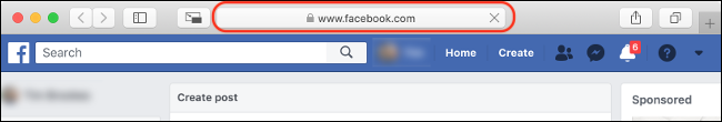 Busque "Facebook.com" en su barra de direcciones