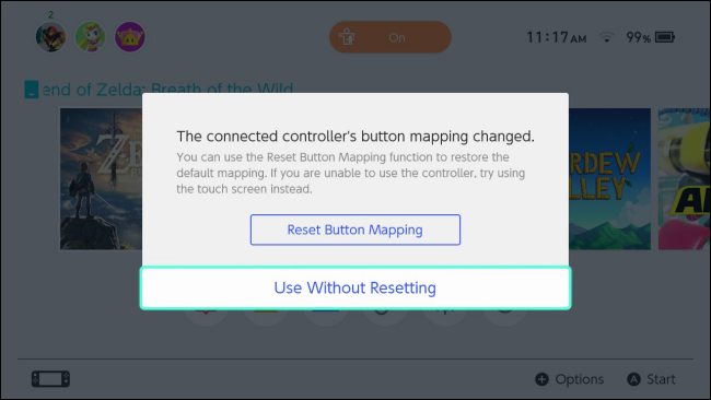 La función del botón del controlador de Nintendo Switch ha cambiado el mensaje de seguridad