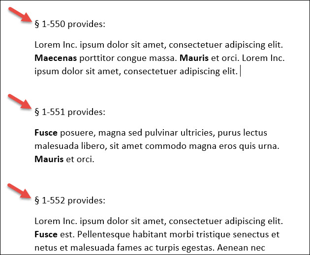 documento de Word que muestra caracteres de sección