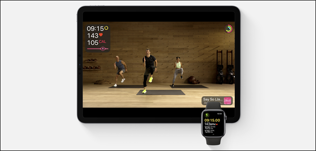 Fitness + corriendo en un iPad y Apple Watch