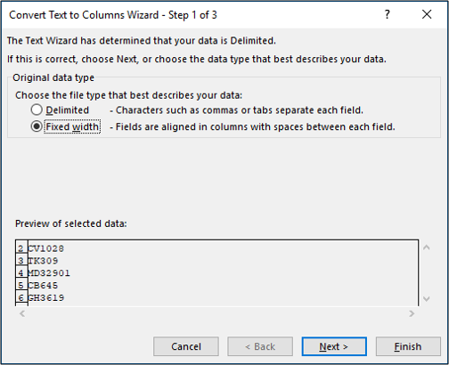División de texto con un ancho fijo