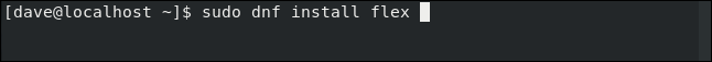 "sudo dnf install flex" en una ventana de terminal