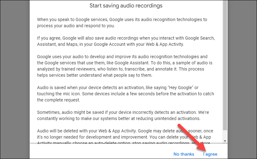 acuerdo de grabaciones de audio de google