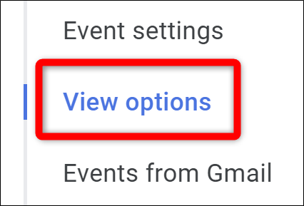 Google Calendar Seleccione Ver opciones