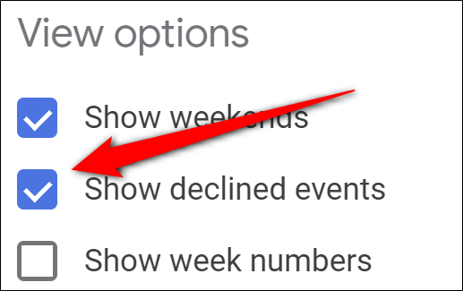 Google Calendar Desactivar Mostrar eventos rechazados
