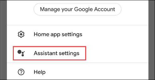seleccione la configuración del asistente de Google