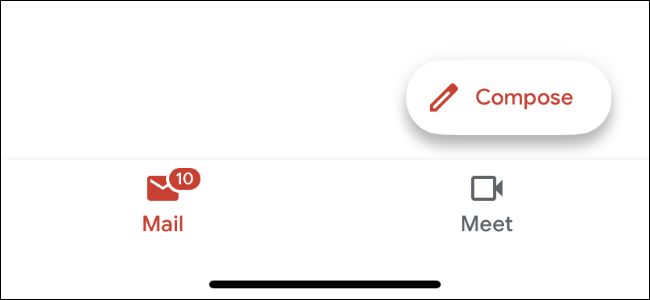 El botón Google Meet en la aplicación Gmail en iPhone.