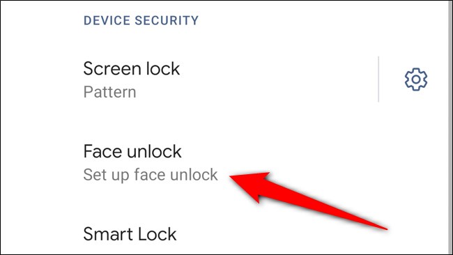 Google Pixel 4 Seleccione Configurar desbloqueo facial