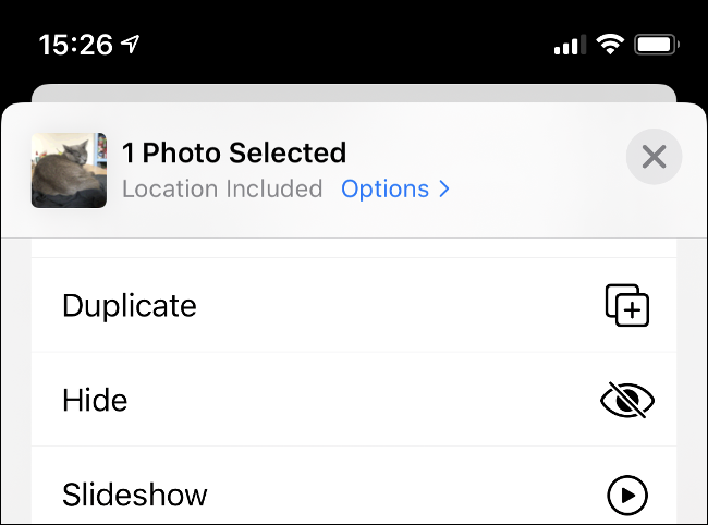Opciones para ocultar imágenes y videos en la aplicación Fotos.