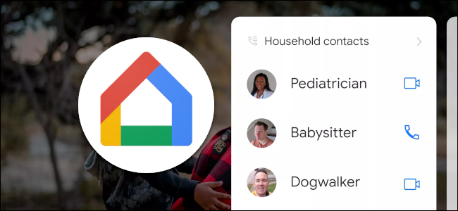 Una lista de "Contactos del hogar" en Google Home.