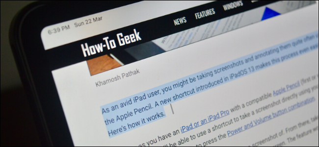 iPad Pro que muestra el cursor de texto en Safari