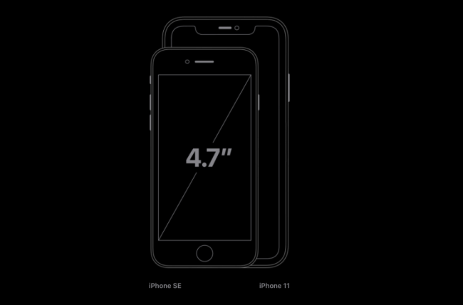 La nueva comparación de tamaño del iPhone SE con el iPhone 11.