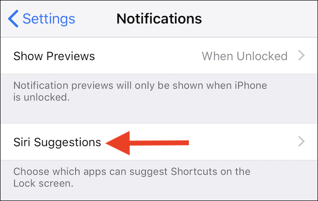 Haga clic en Sugerencias de Siri