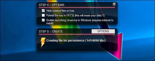 Creación de un archivo para el progreso de la persistencia en LiLi USB Creator