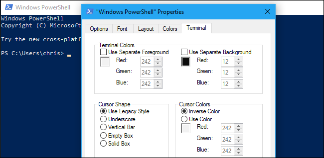 Configuración de terminal experimental en PowerShell