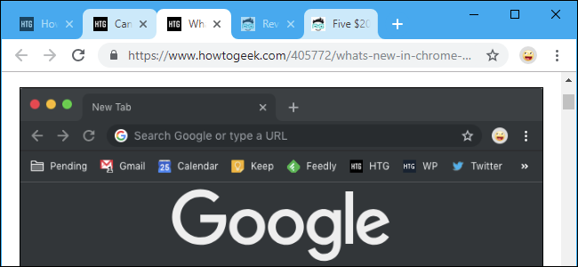 Pestañas seleccionadas en una ventana del navegador Google Chrome