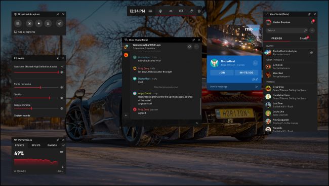 Nueva barra de juegos con widget social de Xbox