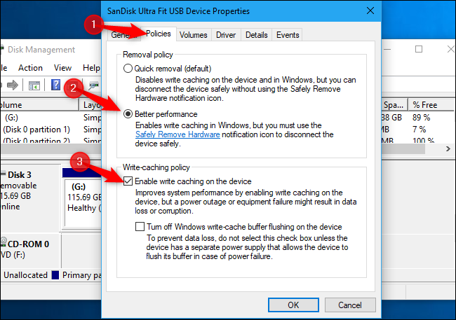 Habilitar el almacenamiento en caché de escritura para almacenamiento externo en Windows 10
