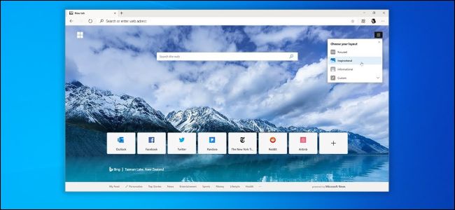 Versión Chromium de Microsoft Edge en el escritorio de Windows 10