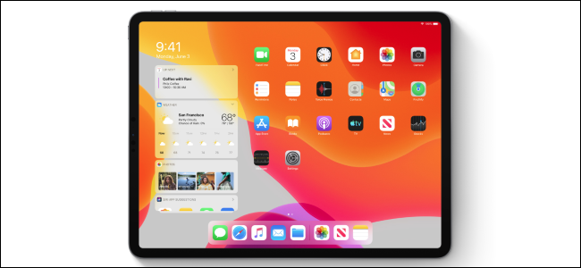 Pantalla de inicio de iPadOS que muestra widgets