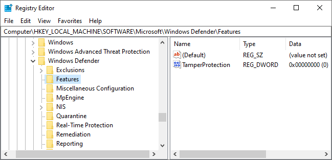 Configuración de protección contra manipulaciones en el registro de Windows