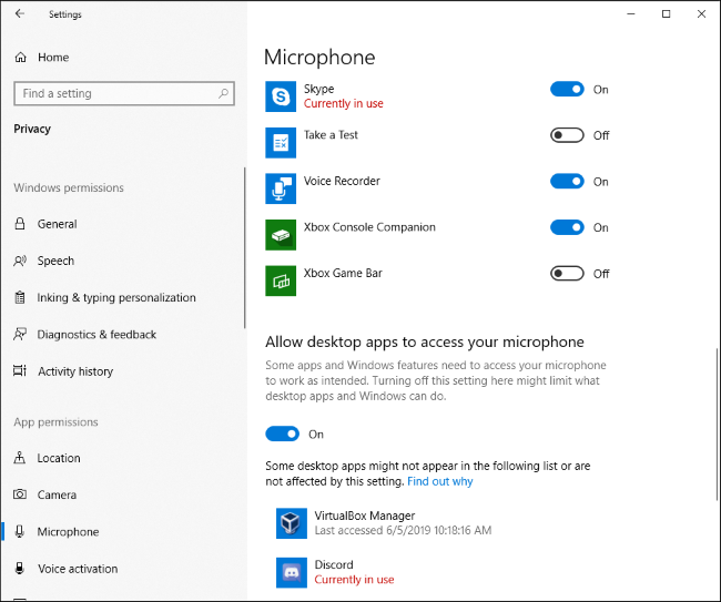 ¿Qué aplicaciones están usando actualmente su micrófono en la aplicación de configuración de Windows 10?
