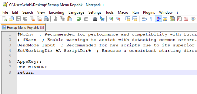Hacer que la tecla de menú inicie Word con un script de AutoHotkey