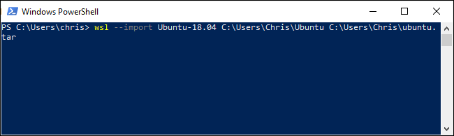 Importación de un archivo TAR de Linux en PowerShell