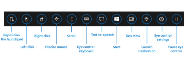Interfaz Eye Control en Windows 10