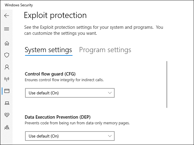 Configuración de protección contra vulnerabilidades en la seguridad de Windows