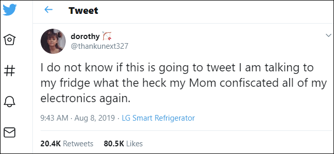 Tweet falso de un refrigerador inteligente LG