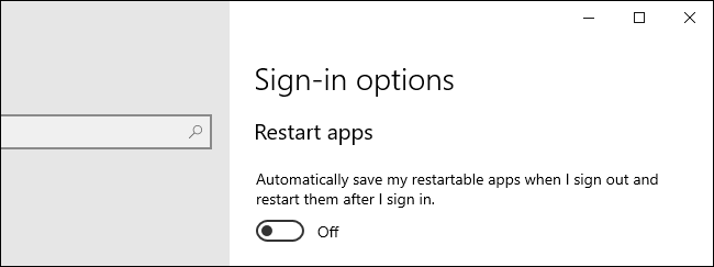 Elegir si Windows 10 reinicia o no las aplicaciones.