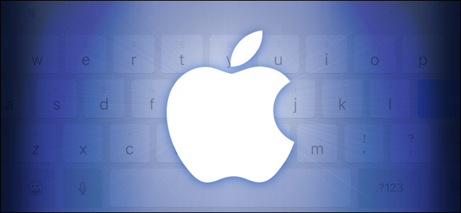 Logotipo de Apple sobre un teclado en pantalla de iPad