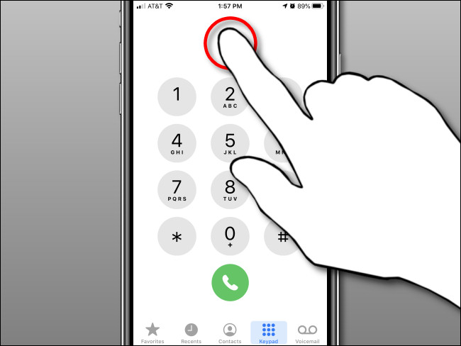 Mantenga presionado en el área de visualización del número, luego suelte en la aplicación iPhone Phone.