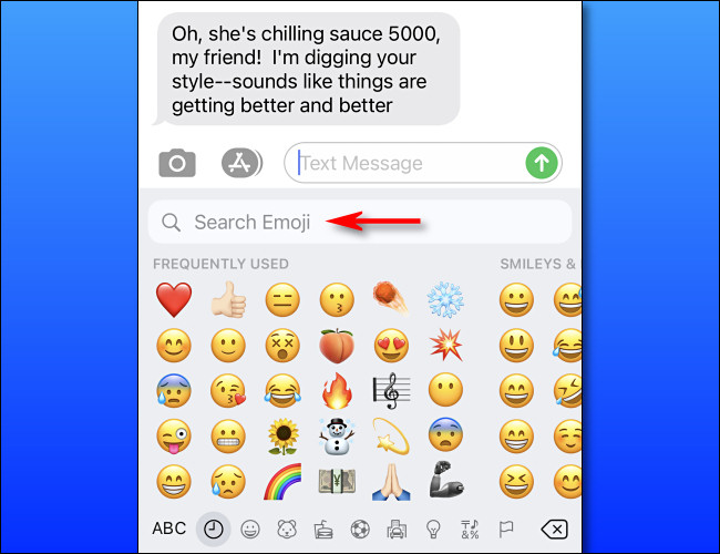 En iPhone, toca el cuadro "buscar emoji".