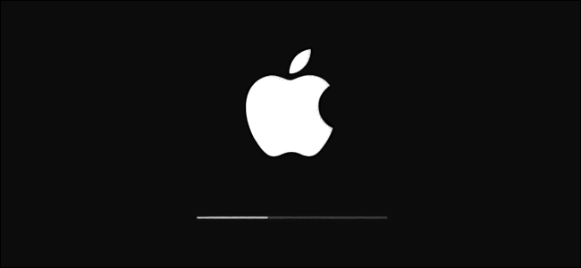 El logotipo de Apple y la barra de progreso de la actualización en iOS.