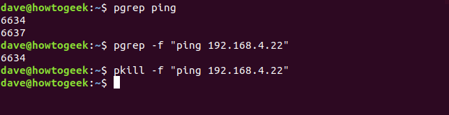 pgrep pkill con línea de comando ping