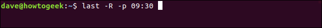 último -R -p 09:30 en una ventana de terminal