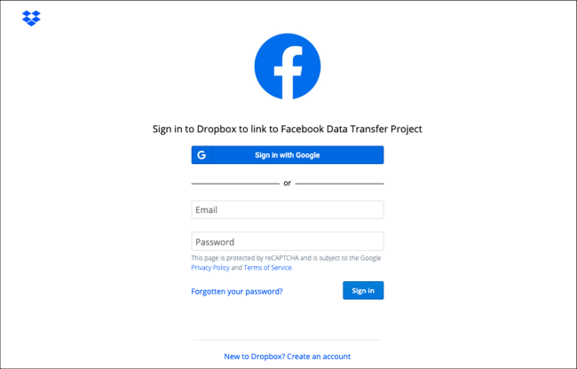 Vincular la cuenta de almacenamiento en la nube con Facebook