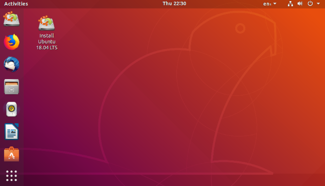Un escritorio Ubuntu Linux 18.04 LTS.