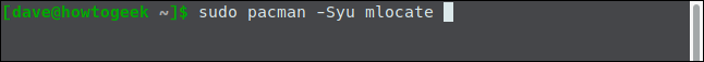 sudo pacman -Syu mlocate en una ventana de terminal