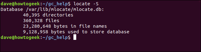 localizar -s en una ventana de terminal