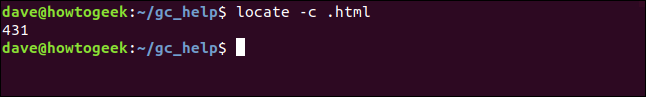 ubicar -c .html en una ventana de terminal