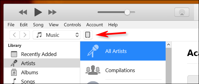 Haga clic en el icono de iPad en iTunes.